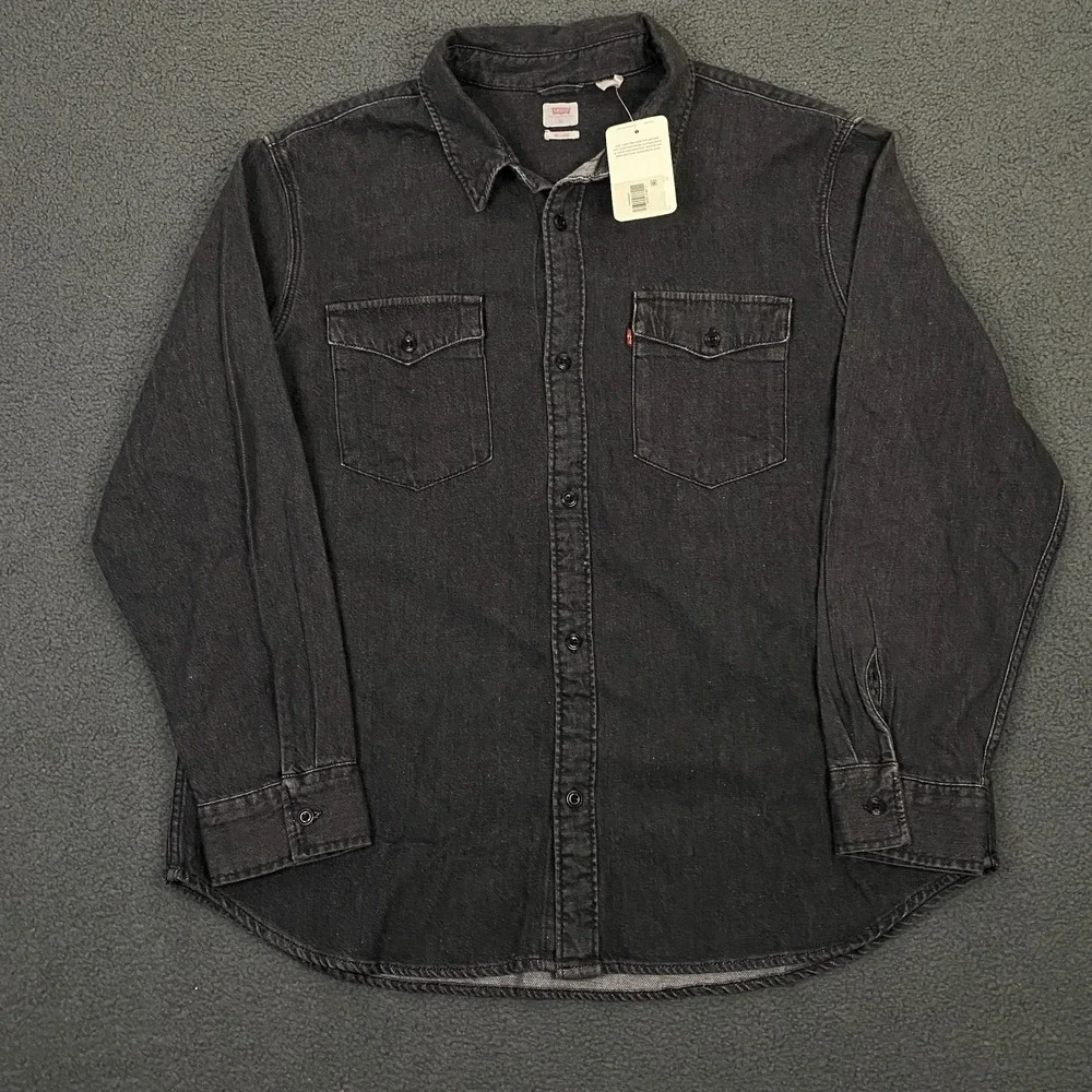 Levis Denim Shirt Mens XL Relaxed Fit Black Cotton Hemp Button Up Reb Tab NWT